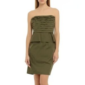 Gianni Bini Dress Size 8 Jungle Green Strapless‎ Peplum Layered Mini Chic New